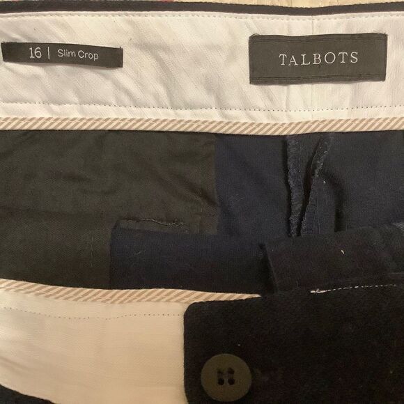 𝅺TALBOTS SLIM CROPPED  NAVY BLUE WOMAN COTTON PANTS SIZE US 16​​ - Picture 8 of 10